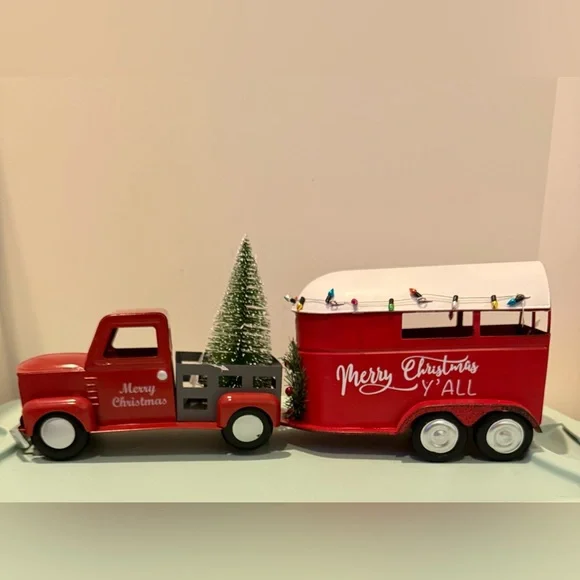 Super Cute Merry Christmas Metal Truck and Trailer- 2 items- NWT - Picture 1 of 9